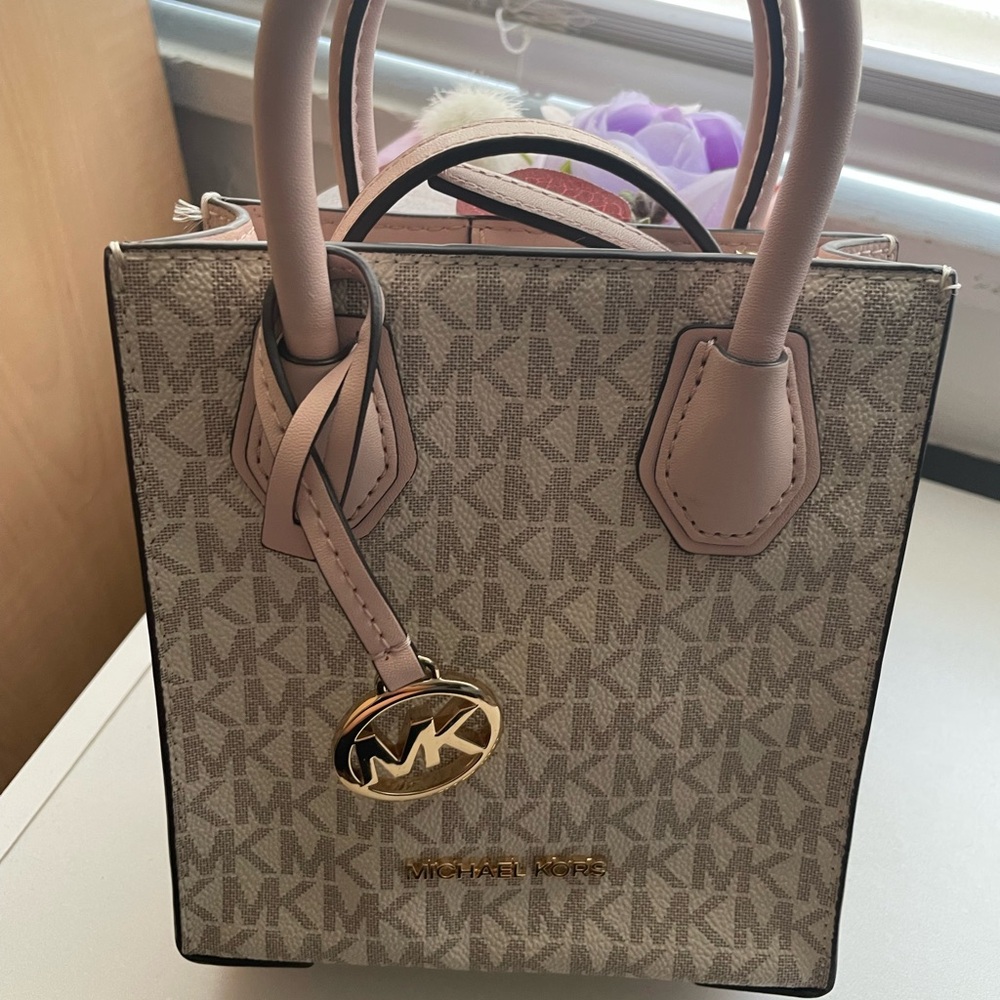 Michael Kors Monogram Tote in Beige and Pink